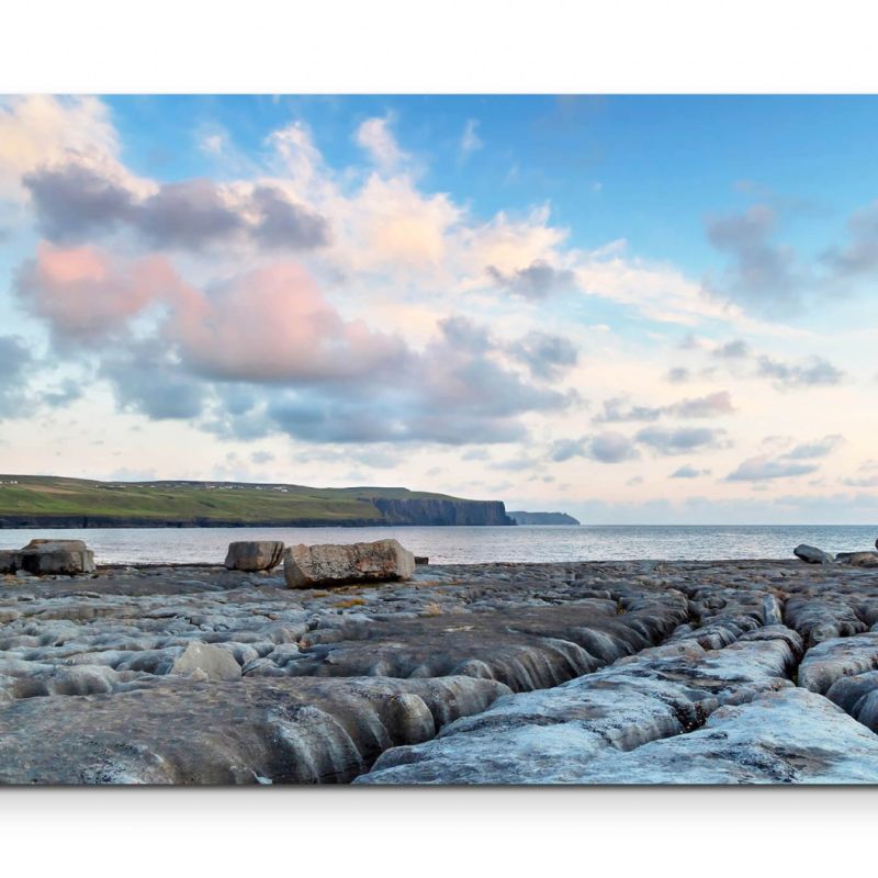 Landschaftsfotografie  Steinfelsen und Blick aufs Meer – Leinwandbild