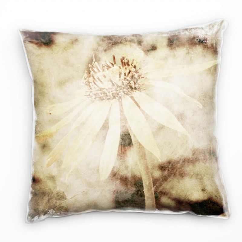 Blumen, Vintage, sepia, Nahaufnahme Deko Kissen 40x40cm für Couch Sofa Lounge Zierkissen