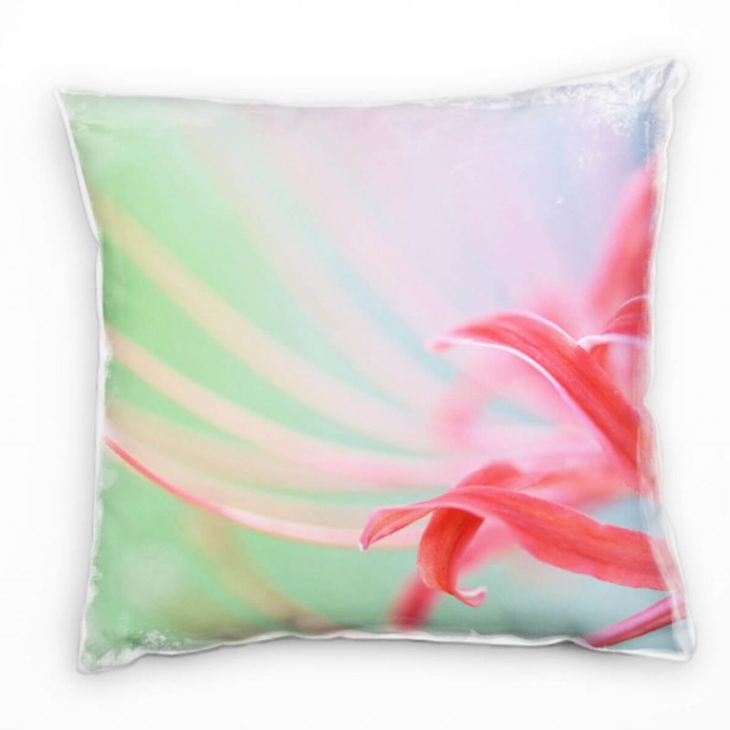 Macro, Blumen, Lilie, rot, grün Deko Kissen 40x40cm für Couch Sofa Lounge Zierkissen