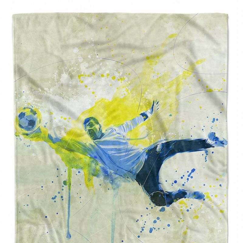 SplashArt Sport Handtuch Strandhandtuch Saunatuch Kuscheldecke Kunstvoll Fußball Torwart