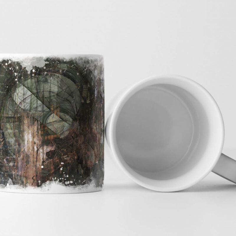 Tasse Geschenk düster, dunkel, Abstrakt, sepia, schwarzgrün