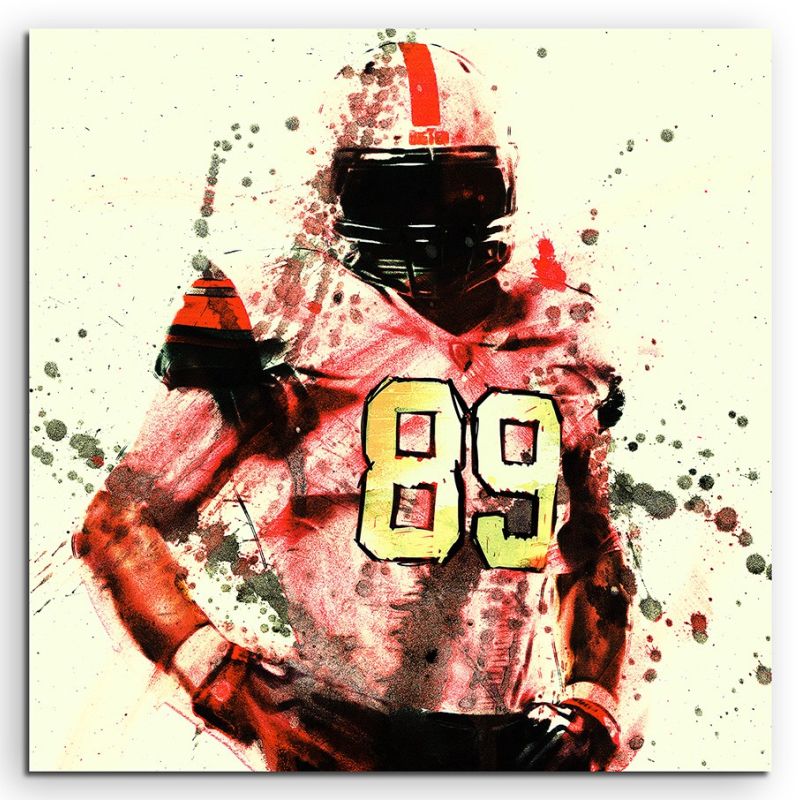 American Football III 60x60cm  Aquarell Art Leinwandbild