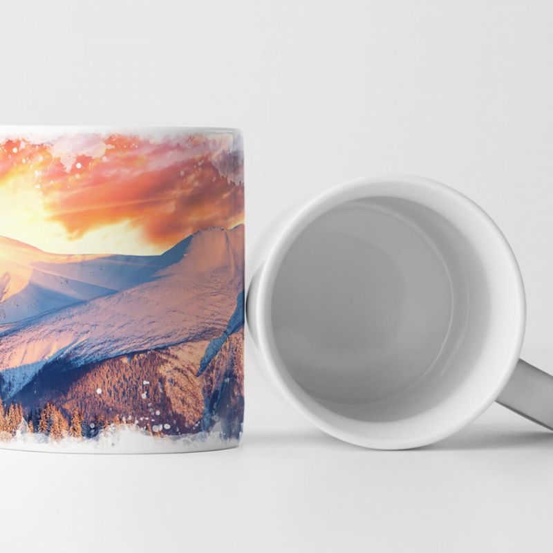 Tasse Geschenk Landschaftsfotografie – Sonniger Wintermorgen in den Bergen