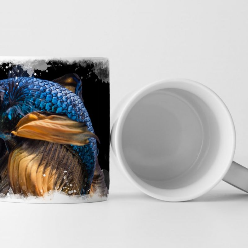 Tasse Geschenk Tierfotografie – Siamesischer Kampffisch auf schwarzem Hintergrund