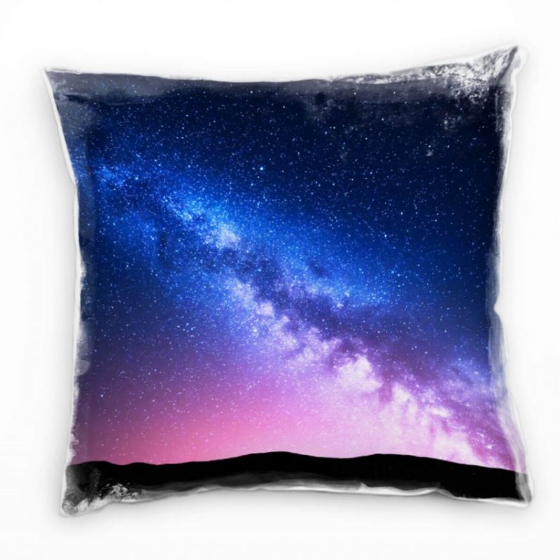 Natur, Abstrakt, Milchstraße, Sterne, blau, pink Deko Kissen 40x40cm für Couch Sofa Lounge Zierkisse