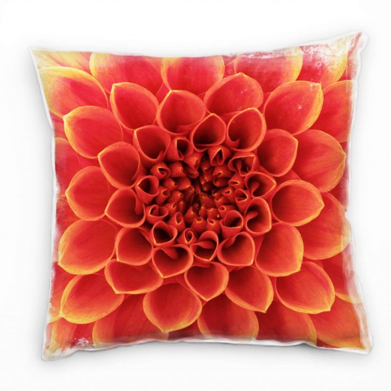 Blumen, Macro, orange, Blütenblätter Deko Kissen 40x40cm für Couch Sofa Lounge Zierkissen