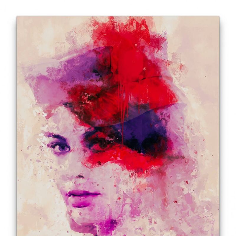 Margot Robbie Porträt Abstrakt Kunst Schauspielerin Sexy Rot 60x90cm Leinwandbild