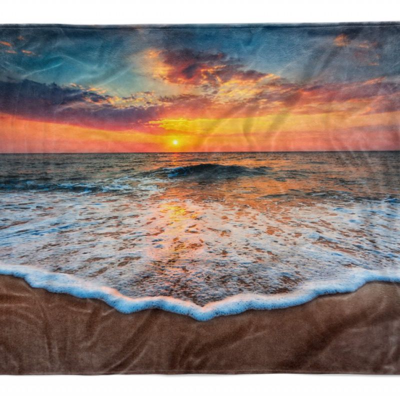 Handtuch Strandhandtuch Saunatuch Kuscheldecke  mit Fotomotiv Meer Strand Wellen