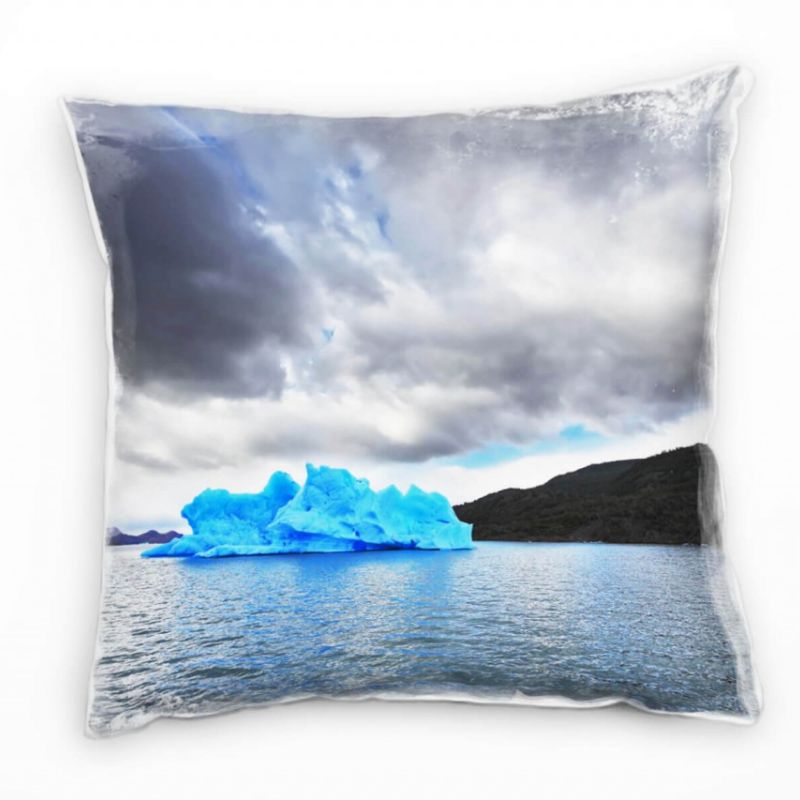 künstlerische Fotografie, blau, grau, Eisberg Deko Kissen 40x40cm für Couch Sofa Lounge Zierkissen