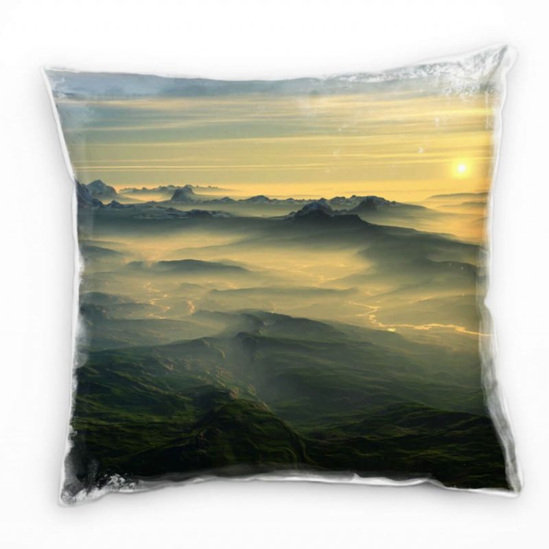 Abstrakt, Landschaft, Fantasie, Sonnenuntergang Deko Kissen 40x40cm für Couch Sofa Lounge Zierkissen