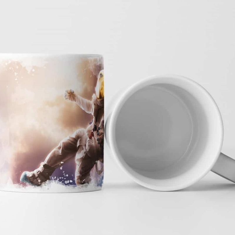 Tasse Geschenk Digitale Grafik – Schwebender Astronaut im Weltall