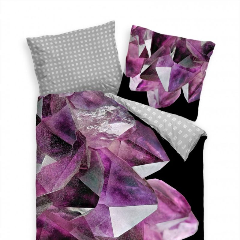 Edelstein Amethyst Lila Makro Bettwäsche Set 135×200 cm + 80x80cm  Atmungsaktiv