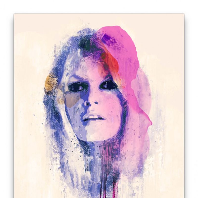 Brigitte Bardot Rosa Porträt AbstraktSchön Feminin Kult Filmschauspielerin 60x90cm Leinwandbild