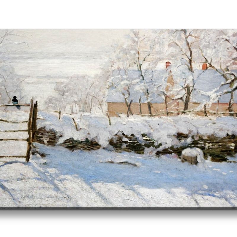 Remaster 120x60cm Claude Monet Impressionismus weltberühmtes Wandbild he Magpie Winter Schnee