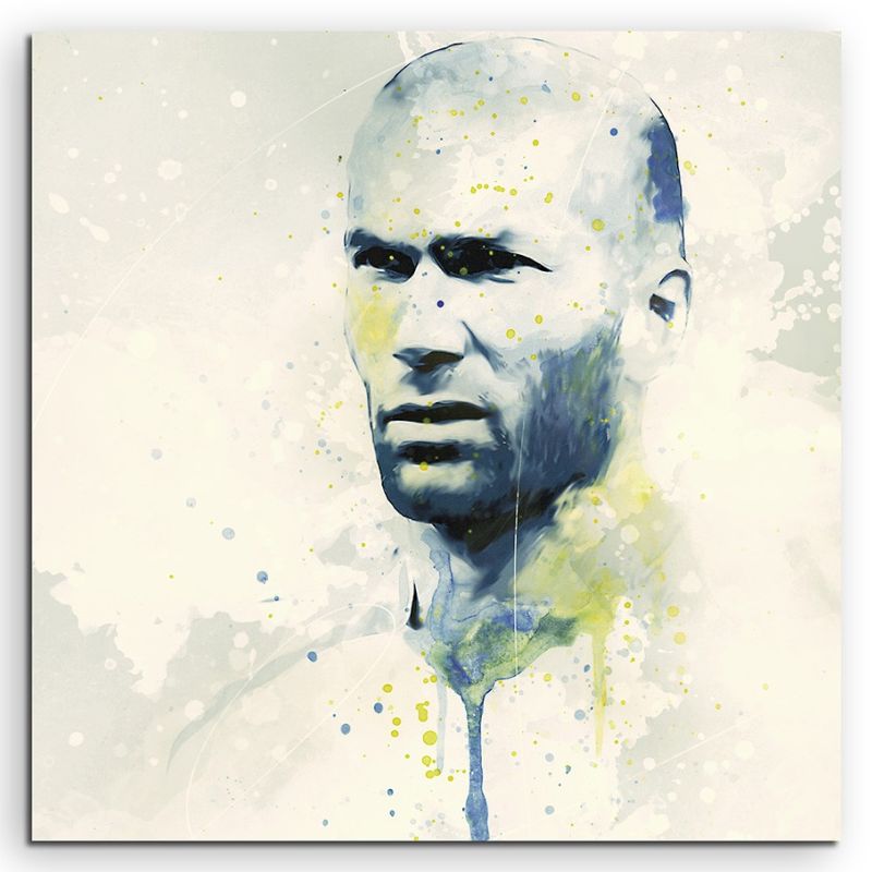 Zinedine Zidane I Splash 60x60cm Kunstbild als Aquarell auf Leinwand