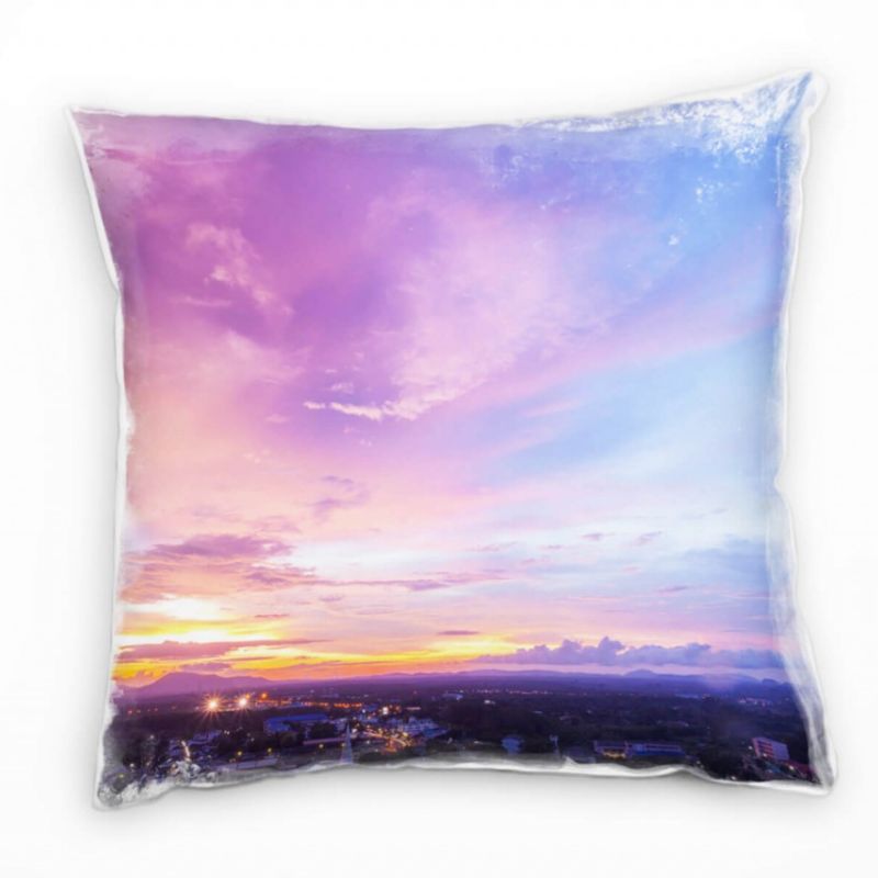 City, lila, blau, Sonnenuntergang, Trang, Thailand Deko Kissen 40x40cm für Couch Sofa Lounge Zierkis