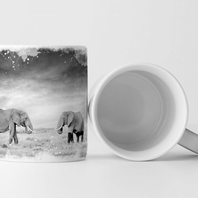 Tasse Geschenk Naturfotografie – Zwei Elefanten in der Wildnis Kenia Afrika