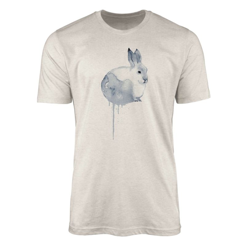 Herren Shirt 100% gekämmte Bio-Baumwolle T-Shirt  Aquarell Schneehase Motiv Nachhaltig Ökomode aus e