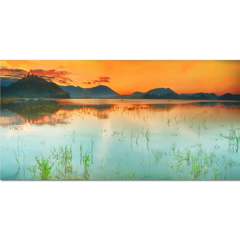 120x80cm See Berge Sonnenuntergang Natur