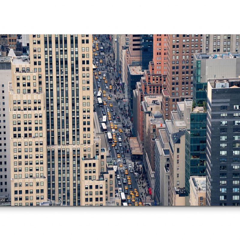 120x80cm Wandbild New York Manhattan Gebäude Straße Verkehr