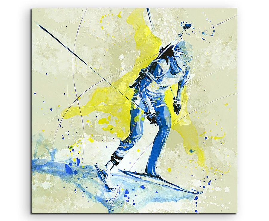 Biathlon V 60x60cm SPORTBILDER Paul Sinus Art Splash Art Wandbild Aquarell Art