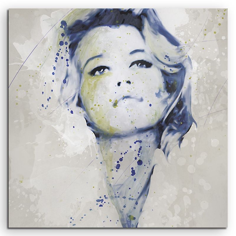 Brigitte Bardot Splash 60x60cm Kunstbild als Aquarell auf Leinwand