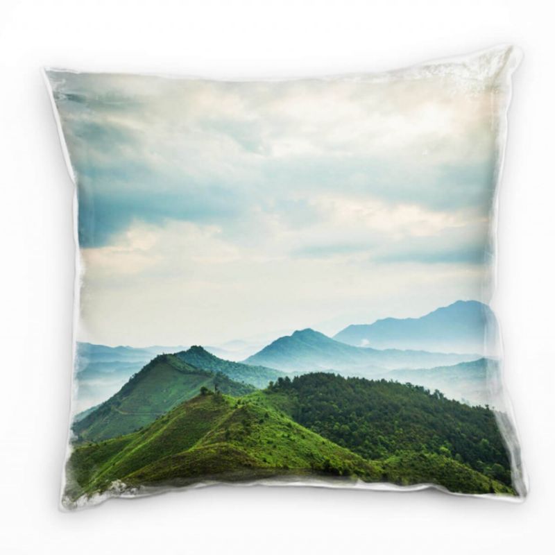 China, Berge, Bäume, grün, Landschaft, Himmel Deko Kissen 40x40cm für Couch Sofa Lounge Zierkissen