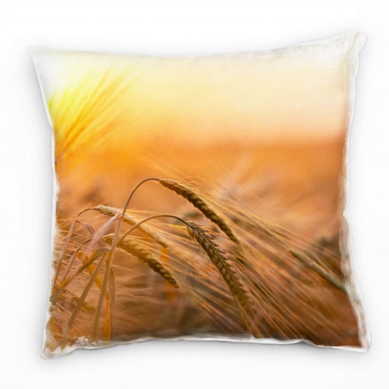 Natur, Weizenfeld, Sonnenuntergang, orange Deko Kissen 40x40cm für Couch Sofa Lounge Zierkissen