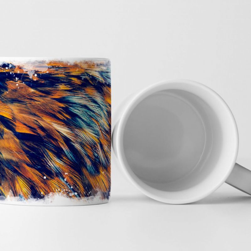 Tasse Geschenk Künstlerische Fotografie – Exotische orange schwarze Federn