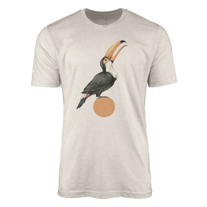 Herren Shirt Organic T-Shirt  Aquarell Motiv Tukan Vogel Bio-Baumwolle Ökomode Nachhaltig Farbe