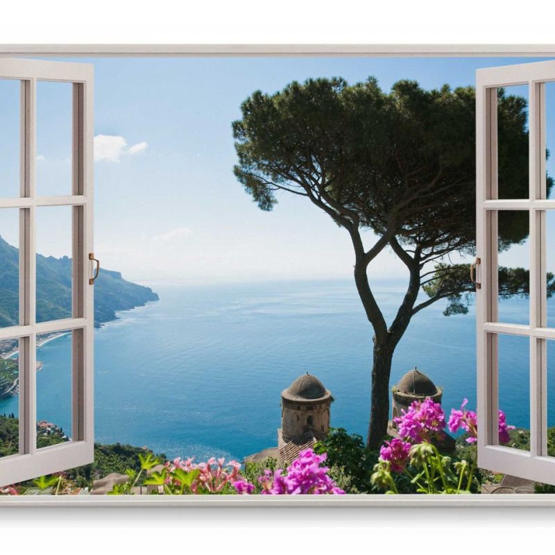 Wandbild 120x80cm Fensterbild Amalfiküste Italien Mittelmeer Meer Sommer