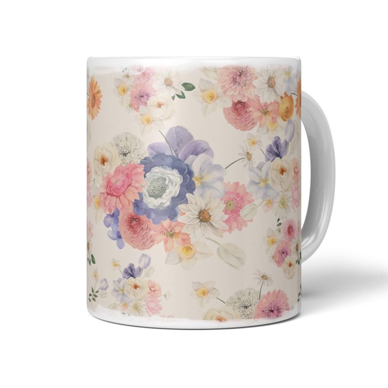 Dekorative Tasse mit schönem Motiv Blumen Blumenmuster Vintage Pastelltöne Sommer