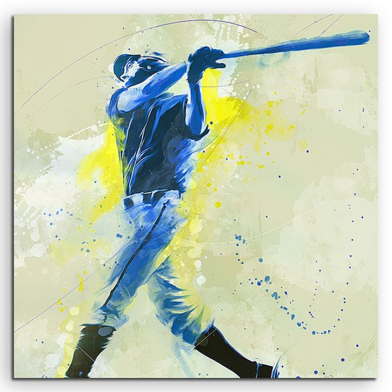 Baseball IV 60x60cm SPORTBILDER Paul Sinus Art Splash Art Wandbild Aquarell Art