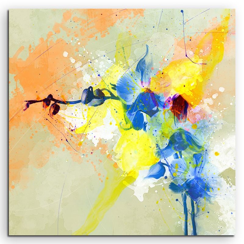 Blume 60x60cm Aquarell Art Leinwandbild