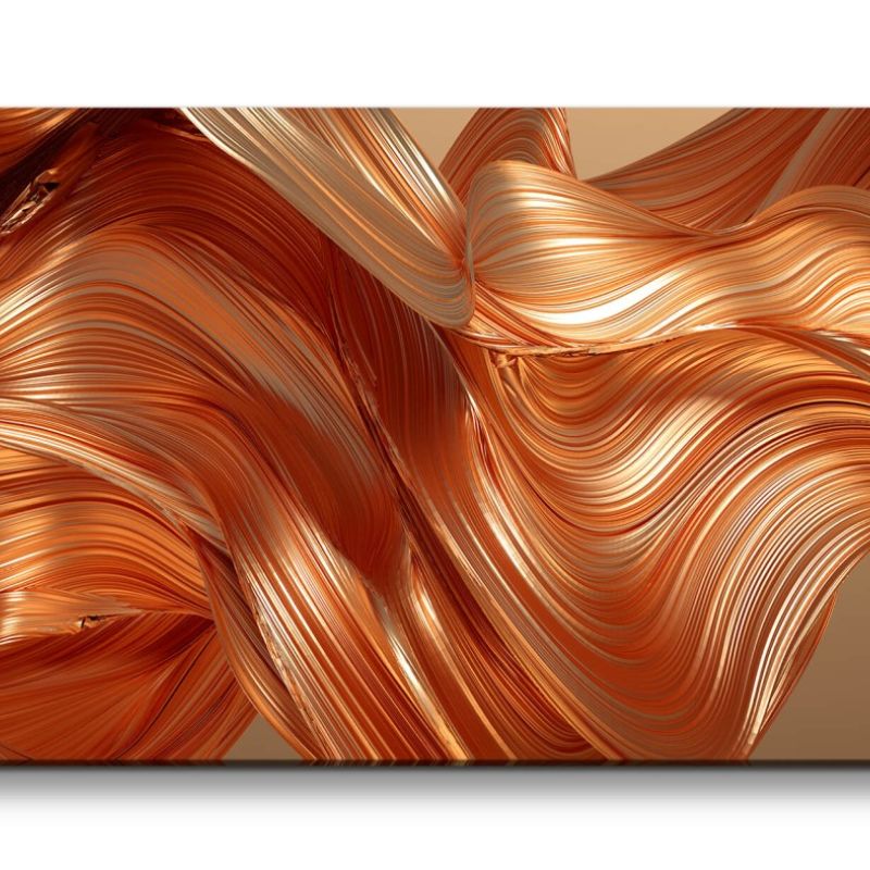 Leinwandbild 120x60cm 3d Art Abstrakt Energie Dekorativ Kunstvoll Modern Kupfer