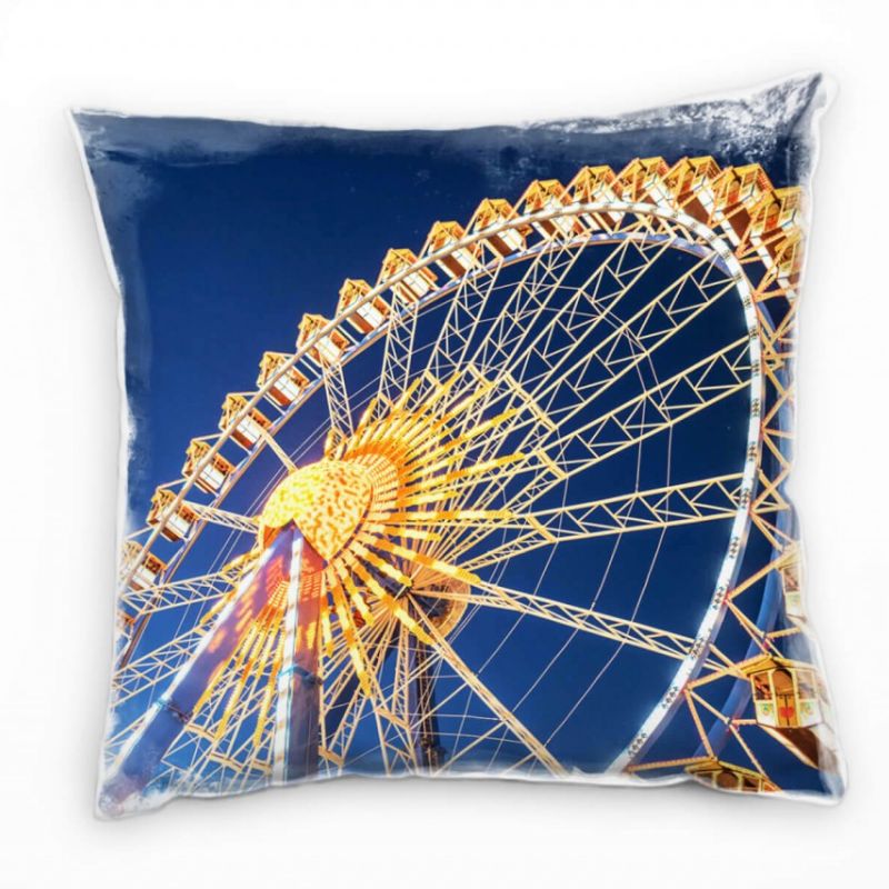 Urban, Riesenrad, Oktoberfest, blau, orange Deko Kissen 40x40cm für Couch Sofa Lounge Zierkissen