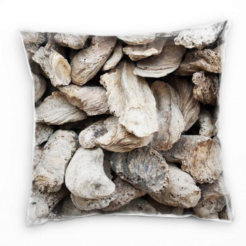 Macro, versteinerte Muscheln, braun, grau Deko Kissen 40x40cm für Couch Sofa Lounge Zierkissen