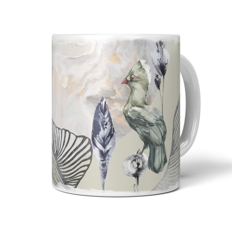 Dekorative Tasse mit schönem Vogel Motiv einzigartiges Design Mond Kunstvoll exklusiv