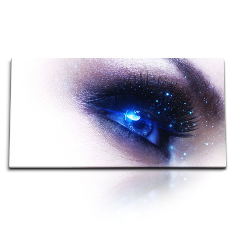 Kunstdruck Bilder 120x60cm Blaue Augen Schönheit Model Make up