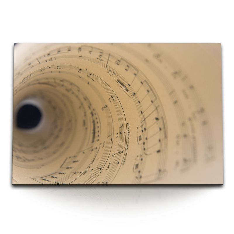 120x80cm Wandbild auf Leinwand Musiknoten Notenblatt Musik Klassik Spirale Fotokunst