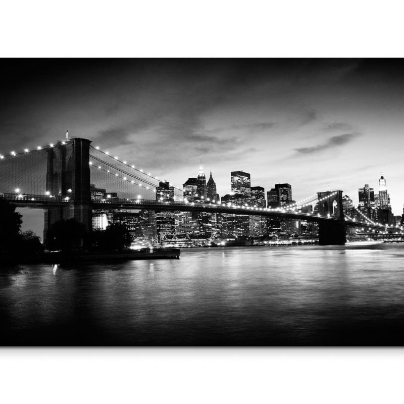 120x80cm Wandbild Manhattan Brooklyn Bridge Skyline Sonnenuntergang