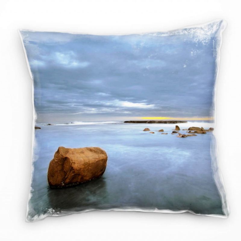 Strand und Meer, Felsen, braun, grau Deko Kissen 40x40cm für Couch Sofa Lounge Zierkissen