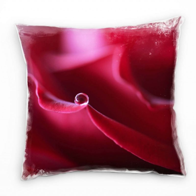 Macro, Blumen, Rose, Blütenblätter, rot Deko Kissen 40x40cm für Couch Sofa Lounge Zierkissen