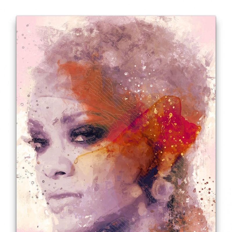 Rihanna Porträt Abstrakt Kunst Sängerin Superstar Rot 60x90cm Leinwandbild