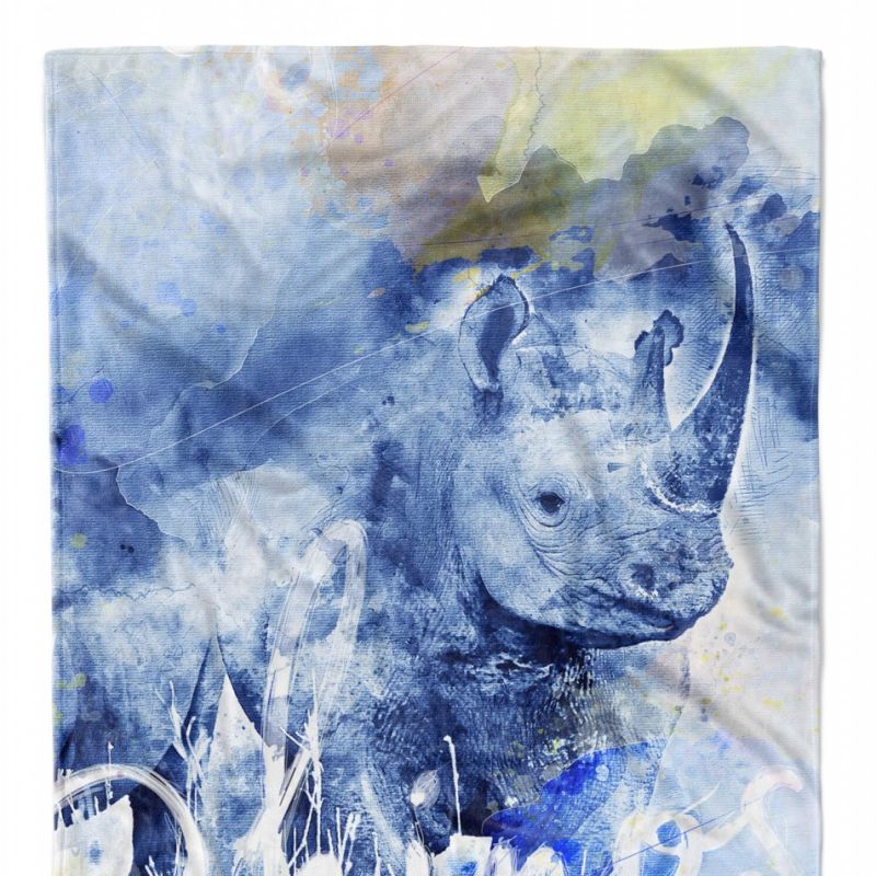 Handtuch Strandhandtuch Saunatuch Kuscheldecke SplashArt Tier Serie Kunstvoll Rhinos Moti