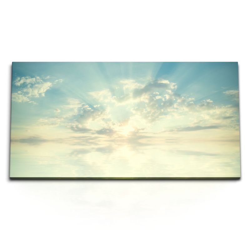 Kunstdruck Bilder 120x60cm Himmel strahl Sonne Sonnenschein weiße Wolken