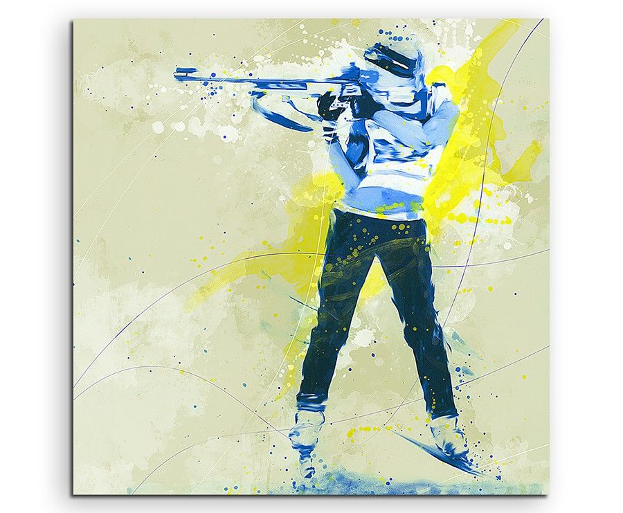 Biathlon 60x60cm SPORTBILDER Paul Sinus Art Splash Art Wandbild Aquarell Art