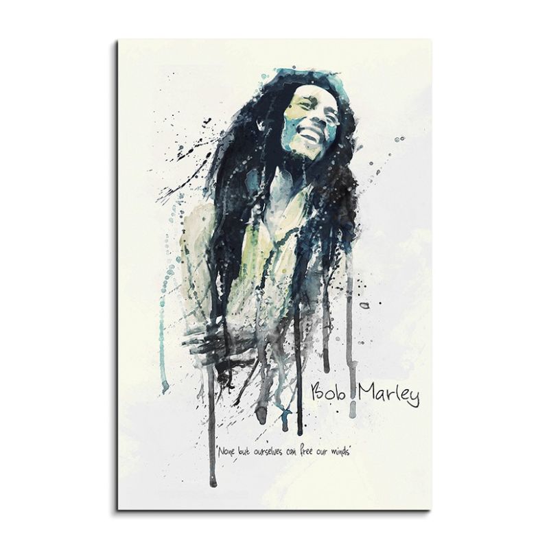 Bob Marley 90x60cm Aquarell Art Wandbild auf Leinwand fertig gerahmt Original Sinus Art