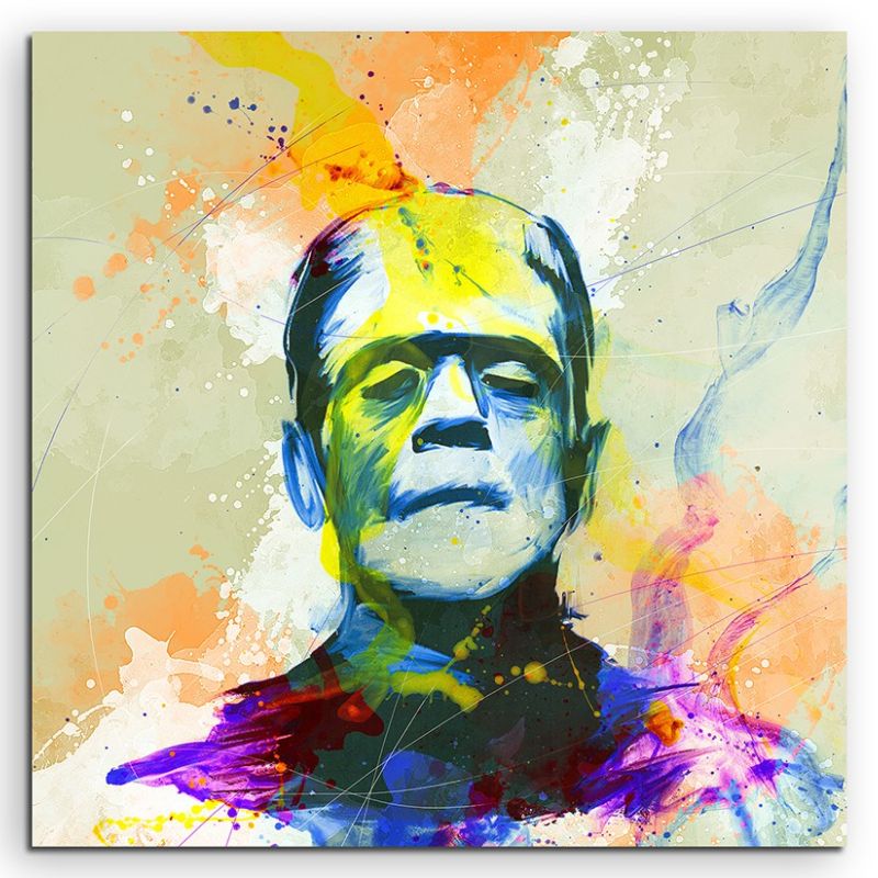 Frankenstein 60x60cm Aquarell Art Leinwandbild