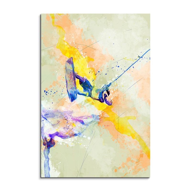 Wakeboard 90x60cm Aquarell Art Leinwandbild